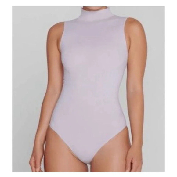 Skims Mock Neck Essential Sleeveless Bodysuit Lavender  Bone S/M - Picture 1 of 8